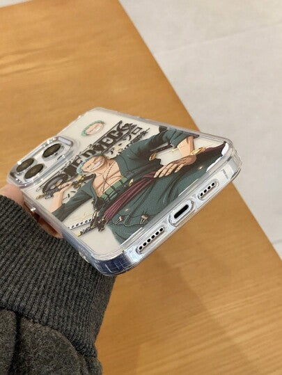 bandai حافظة شفافة لهاتف ايفون 16 برو ماكس مطلي كهربائيًا بإطار ومزخرفة برسوم كرتونية، متوافقة مع ايفون 15 بلس، 14، 13 برو، 12، غطاء واقي مضاد للسقوط مع فتحة للحرف والتصاميم الشخصية/حربية
