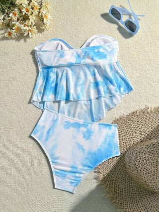 طقم تانكيني حريمي Swim Mod منطقة النقاط العشوائية النسائية العصرية في الصيف مجموعة قطعتين للعطلات الشاطئية أنيقة مصممة