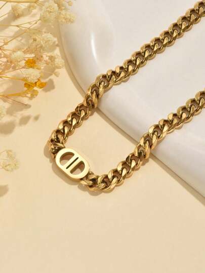 TONSI طقم عقد وسوار من السلسلة المزدوجة من الصلب اللامع، أنيق وعصري ومتعدد الإستخدامات، مناسب للاحتفالات والمناسبات الراقية