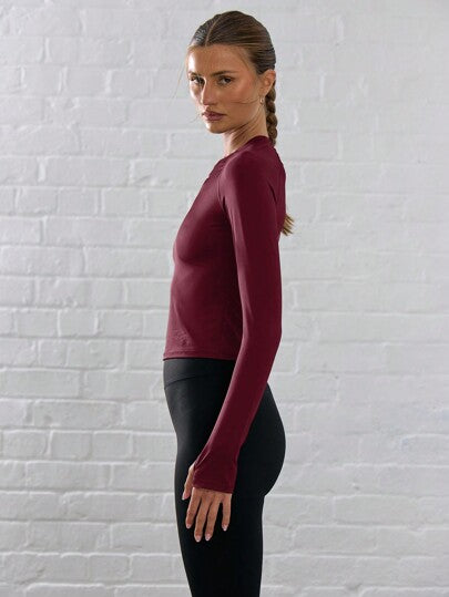 Musera Sport ملابس علوية رياضية قصيرة بأكمام طويلة وفتحات للإبهام، مناسبة لرياضات البادل والتنس وبيكليبول والجيم والياقة البدنية في فصل الشتاء