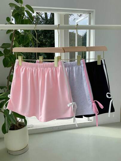 Comfortcana سروال قصير نسائي مع شريط جانبي وخصر رباط سحاب ، كاجوال