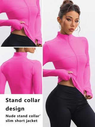 FWH ملابس رياضية للنساء للياقة البدنية والتمارين اليوغا والركض والأنشطة الخارجية والتنقلات والمواعدة، مصنوعة من خامات مرنة ومريحة، بتصميم مشكل للظهر والبطن، جاكيت للياقة والرشاقة بسحاب، مصمم بأناقة عصرية ومظهر أنيق وجميل.