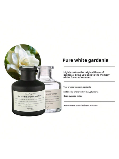 1 مجموعة (1 زجاجة زيت عطري + 4 عيدان موزع) زيت عطري للمنزل بدون لهب، مجموعة موزع الرائحة للاستمتاع برائحة طويلة الأمد، مناسب لغرفة النوم والحمام وغرفة المعيشة وما إلى ذلك.