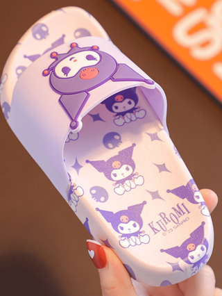 Sanrio شانيريو كورومي نعال فتحة أمامية مفتوحة كرتونية جميلة للبنات، أحذية كرتونية، نعال سميكة مانعة للانزلاق وقابلة للتنفس للاستخدام المنزلي وفي الحمام