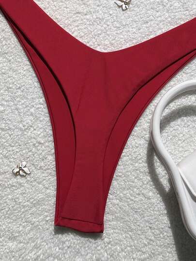 Swim Chiccia بيكيني للنساء بألوان صلبة، حمالات رفيعة، بديكور معدني، مثير للصيف 2025