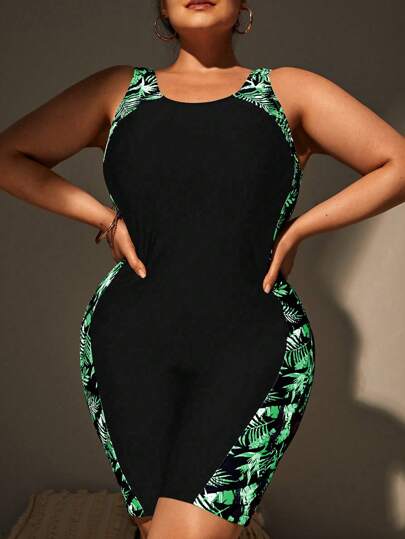 Swim SPRTY بذلة سباحة قطعة واحدة بطبعات ملونة للسيدات كبيرات الحجم ، متعددة الألوان ، أنيقة وعملية للعطلات الصيفية