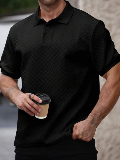 Manfinity CasualCool قميص بولو رجالي لون سادة مقاس كبير، رسمي وأنيق للارتداء اليومي