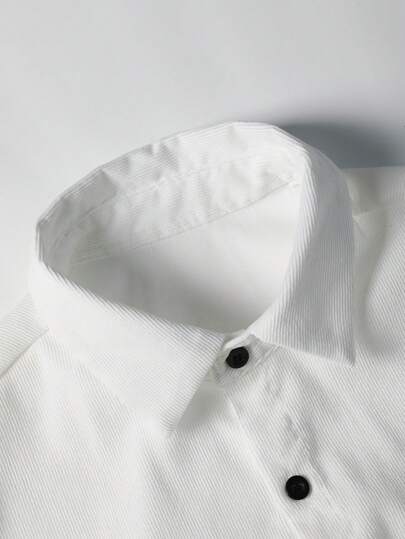 Manfinity Homme قميص رجالي كاجوال أحادي اللون بأكمام طويلة، خريف وشتاء