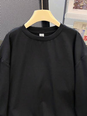 SHEIN تي شيرت تي شيرت بأكمام طويلة ممتلئ ومبطن للمراهقين الذكور، أنيق وعصري وناعم، مناسب للارتداء اليومي والمدرسة والسفر والرياضة في فصلي الخريف والشتاء، طباعة قلوب كرتونية