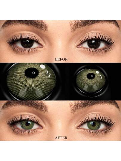 1 Pair Of Colored Contact Lenses - Brown, Grey, Prescription Cosmetic Color Contacts, Suitable For Daily Use Halloween Costume Cosplayramadan collection