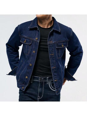 ESDVQ جاكيت جينز كاجوال طويل الأكمام للرجال للخريف