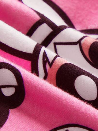 بيجاما THE POWERPUFF GIRLS X  رومبير غرفة مريح مع طباعة قلب وشخصية كرتونية عشوائية مع زر أمامي للفتيات في سن المراهقة