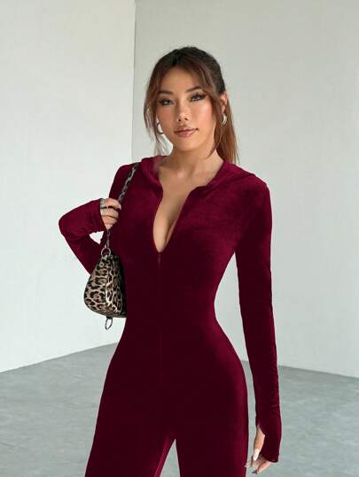 EZwear بدلة رياضية مصنوعة من الشمواه ذات لون أحادي مناسبة للخريف