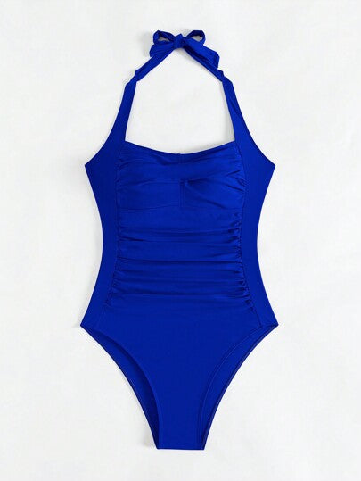 SHEIN Swim ملابس سباحة نسائية قطعة واحدة للشاطئ في الصيف مع تفصيل الأهداب وربطة عنق على الظهر