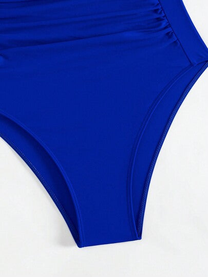 SHEIN Swim ملابس سباحة نسائية قطعة واحدة للشاطئ في الصيف مع تفصيل الأهداب وربطة عنق على الظهر