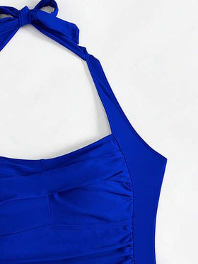 SHEIN Swim ملابس سباحة نسائية قطعة واحدة للشاطئ في الصيف مع تفصيل الأهداب وربطة عنق على الظهر