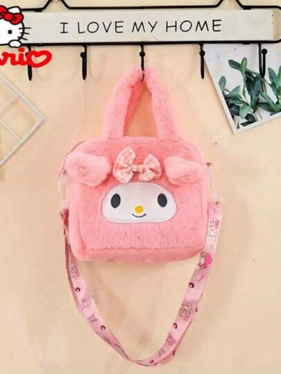 Sanrio حقيبة يد قطعة واحدة من Sanrio للشخصية الكرتونية الجميلة، حقيبة تسوق قابلة للتعديل ذات مقبض ثلاثي الأبعاد لفتيات، تصميم أنمي مميز، حقيبة تخزين وسفر مبطنة ناعمة ، حقيبة مستحضرات تجميل، حقيبة تنظيم عطلات كبيرة السعة ، لأحمر الشفاه والفرش والعناية بالب
