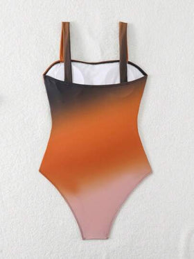 Swim Lushoire ملابس شاطئية للنساء: بدلة سباحة أنيقة ذات تأثير نحيف ومجعّد بشكل أومبير ذات أربطة عريضة للشاطئ والعطلات الصيفية