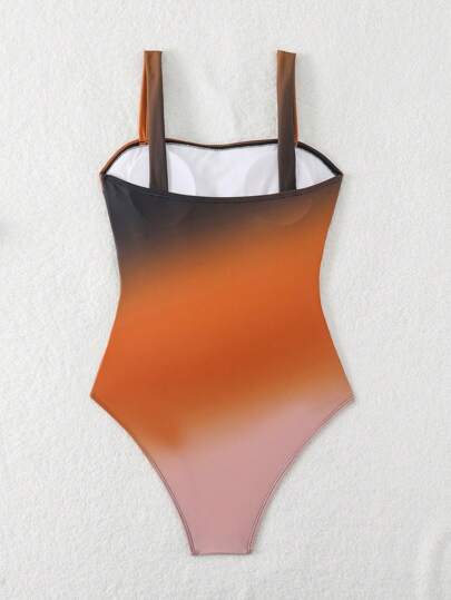 Swim Lushoire ملابس شاطئية للنساء: بدلة سباحة أنيقة ذات تأثير نحيف ومجعّد بشكل أومبير ذات أربطة عريضة للشاطئ والعطلات الصيفية