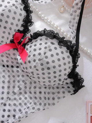 لانجيري حريمي PetitDoll طقم ملابس داخلية للنساء سكسية: فستان شريط منقط + جوارب طويلة + سروال داخلي