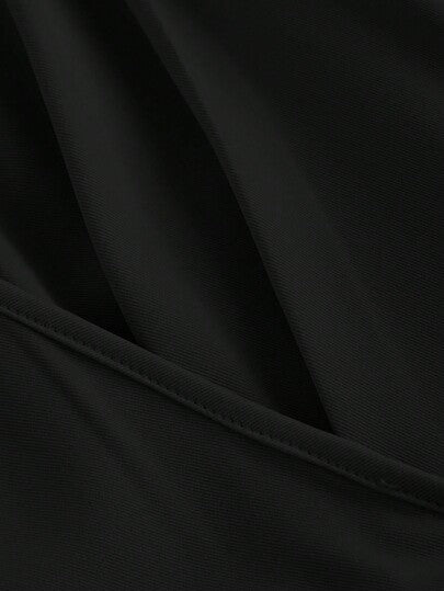 SHEIN MOD جمبسوت سيدات اللون الأحادي بحزام عنق مربوط أمامي وساق واسعة، مناسبة للتنقل والكاجوال والأناقة في العمل