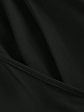 SHEIN MOD جمبسوت سيدات اللون الأحادي بحزام عنق مربوط أمامي وساق واسعة، مناسبة للتنقل والكاجوال والأناقة في العمل
