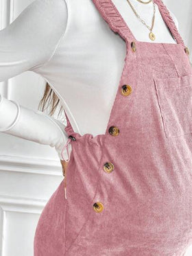 SHEIN جمبسوت قفز بني مرنة قابلة للتعديل للحوامل، ملابس كاجوال للخارج