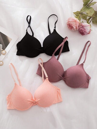 Shein Underwear&Sleepwear Basics 3 قطعة / مجموعة، حمالات صدر داعمة مبطنة ذات نمط بسيط وعصري للنساء، ملابس داخلية مريحة