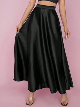 SHEIN PETITE تنورة منتفخة للحفلات ذات خصر عالي للنساء