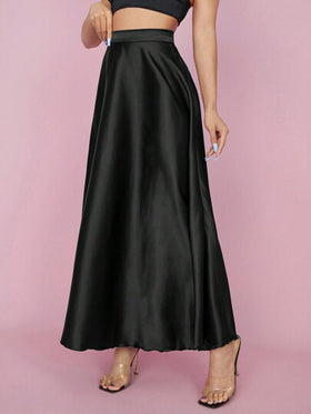 SHEIN PETITE تنورة منتفخة للحفلات ذات خصر عالي للنساء