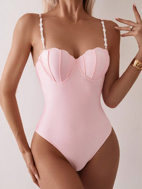 Swim Mod قميص كامي وقطعة واحدة باللون الأحادي ، ملائمة للارتداء اليومي للنساء في الصيف
