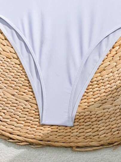 مايوه حريمي قطعة واحدة Swim بدلة سباحة أنيقة جديدة ذات لون أساسي بسيطة وجذابة بظهر مفتوح وياقة V للصيف