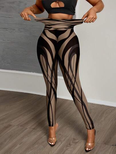 طقم تانكيني حريمي Slaydiva بنطال إسود رياضي مخطط محبوك بقماش ضيق كامل الطول للنساء، مناسب للصيف
