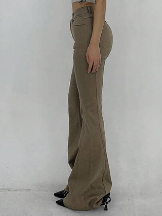 DAZY سراويل نسائية جينز ضيقة انسيابية بلون أحادي