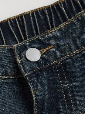 SHEIN MOD بنطلون جينز واسع على الطراز الشائع للمقاسات الكبيرة Y2k، بقصة الخصر مرتخية، بتصميم أزرق مثير، بتفاصيل جينز واسع الساق، بنطلون جينز واسع الساق، ملابس للعودة للمدرسة، بنطلون المعلم، ملابس الخريف، بنطلون جينز للسيدات، بنطلون جينز رمادي، بنطلون جينز