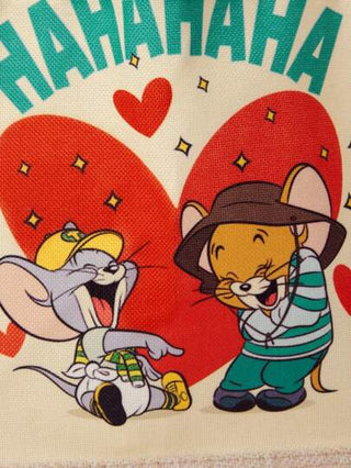 TOM & JERRY X  حقيبة يد علبة غداء، حقيبة كاجوال للنساء طويلة مع علبة طعام بنتو، سعة كبيرة مناسبة للتخييم والطلاب والنزهات الغذائية والمشروبات بطبعات كرتونية، مثالية للشاطئ والسفر والتسوق والضروريات العطلة
