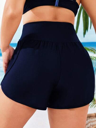 Swim SPRTY شورت كاجول لتغطية الملابس في الشاطئ للنساء والمقاسات الكبيرة، لون سادة ، صيفي