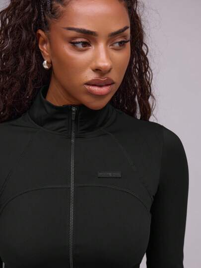 Musera Sport جاكيت رياضية آكتيف مع سحاب كامل وياقة عالية وأكمام طويلة محددة الشكل، مناسبة لرياضات البادل والتنس والبكل بول