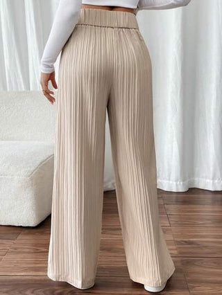 Frenchy سروال كاجوال بأرجل واسعة مع جيب أزرار للنساء