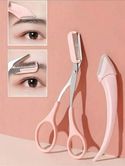 2 حبة مقص تجميل حواجب مع مشط للنساء والرجال، أداة إزالة شعر وتشذيب الوجه من الفولاذ المقاوم للصدأ، أداة تجميل، إزالة الشعر من الوجه، ماكينة قص الشعر، لوازم الحلاقة، حقيبة، منظم، تخزين، اكسسوارات الشعر