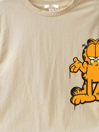 GARFIELD X SHEIN بلوزة كاجوال قصيرة الأكمام للفتية المراهقين مع طباعة قطة كرتونية وحروف، موضة الصيف