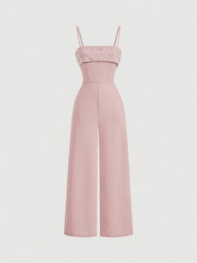 SHEIN MOD جمبسوت طويلة الساق فاخرة مزينة باللؤلؤ والبريق الوردي، جمبسوت طويلة الساق، جمبسوت زفاف للنساء، ملابس المعلمين، جمبسوت عتيقة الطراز، جمبسوت كاجوال للعمل، جمبسوت للخروج، جمبسوت رسمية، ملابس نسائية لرأس السنة، ملابس نسائية، جمبسوت أنيقة، جمبسوت نسا