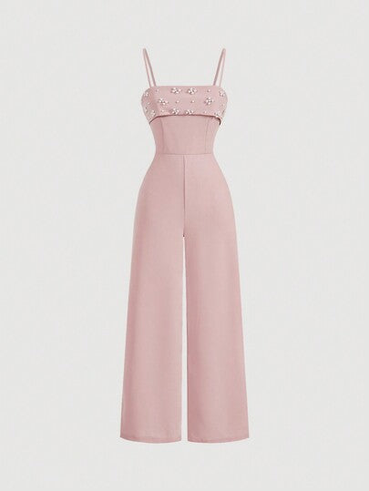 SHEIN MOD جمبسوت طويلة الساق فاخرة مزينة باللؤلؤ والبريق الوردي، جمبسوت طويلة الساق، جمبسوت زفاف للنساء، ملابس المعلمين، جمبسوت عتيقة الطراز، جمبسوت كاجوال للعمل، جمبسوت للخروج، جمبسوت رسمية، ملابس نسائية لرأس السنة، ملابس نسائية، جمبسوت أنيقة، جمبسوت نسا