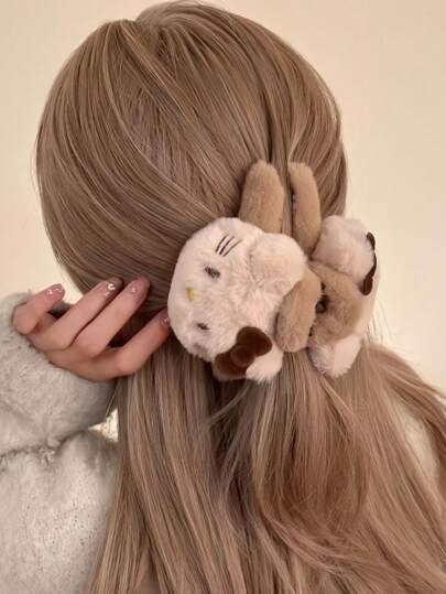 Sanrio قطعة واحدة، دبوس شعر ماربع كسنريو حيوان قطة هلو كيتي أنيق بشكل فراشة ذو لون وردي وبني، تصميم كرتوني لشخصية القط كي تي ،هدية مثالية لعيد الميلاد ،مناسبة للحبيبات
