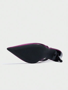 CHICVUE كعب عال نسائي جديد مثير بنعل مفتوح من الخلف، من القماش الساتان بتصميم أصبع القدم المدبب وكعب رفيع، هدايا عيد الميلاد