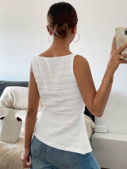 Frenchy ملابس علوية بسيط سادة بلا أكمام للارتداء اليومي للنساء