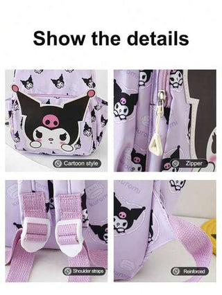Sanrio حقيبة ظهر أنمي كرتوني كاواييي، حقيبة تخزين مناسبة للسفر والخارج، حقيبة كتف جميلة (قد تكون هناك اختلافات طفيفة في التصميم واللون بين الدفعات المختلفة) (قد تكون بعض الأجزاء عشوائية)، حقيبة، رول القرفة، حقيبة ظهر