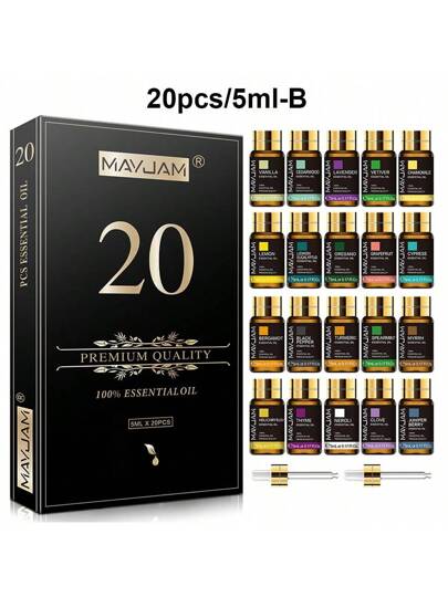 مجموعة زيوت أساسية MAYJAM ، مجموعة زيوت عطرية فاكهية ، مجموعة زيوت اساسية - مجموعات مختلفة للنشر والعلاج بالعطور والشموع والصابون