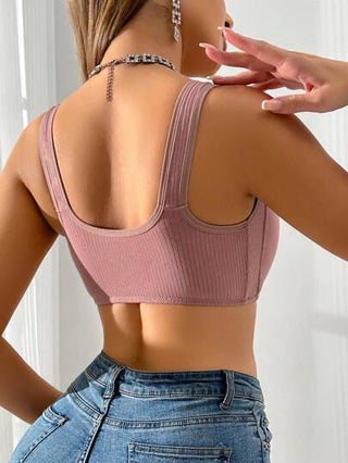 حمالة صدر للنساء ذات لون داكن بغلق أمامي مع وسادة للكأس