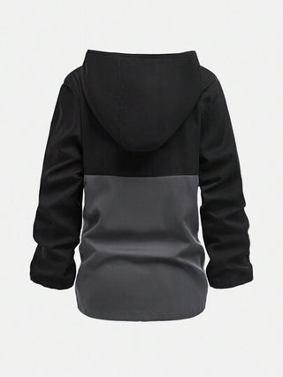 SHEIN Explorewe معطف رياضي محبوك ذو كتل لوني للبنين المراهقين، معطف كاسر للرياح
